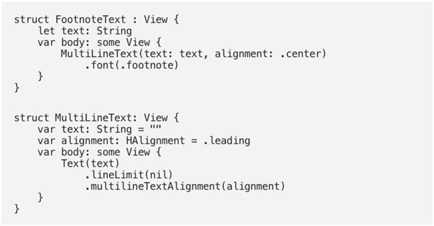 code sample for view composition