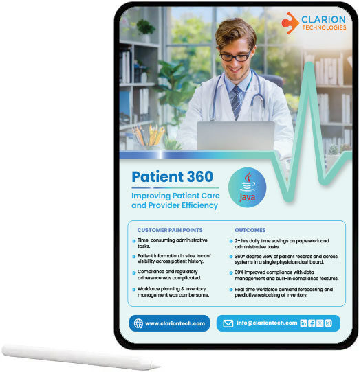 Discover how Clarion’s solution revolutionized healthcare efficiency for a leading provider, saving time and reducing cost. Our patient data management solution helped improve compliance, decision-making, and patient engagement. 